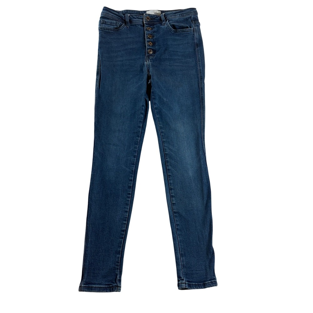 Vervet High Rise Button Fly Skinny Jeans Dark Wash Size 30 Stretch Denim